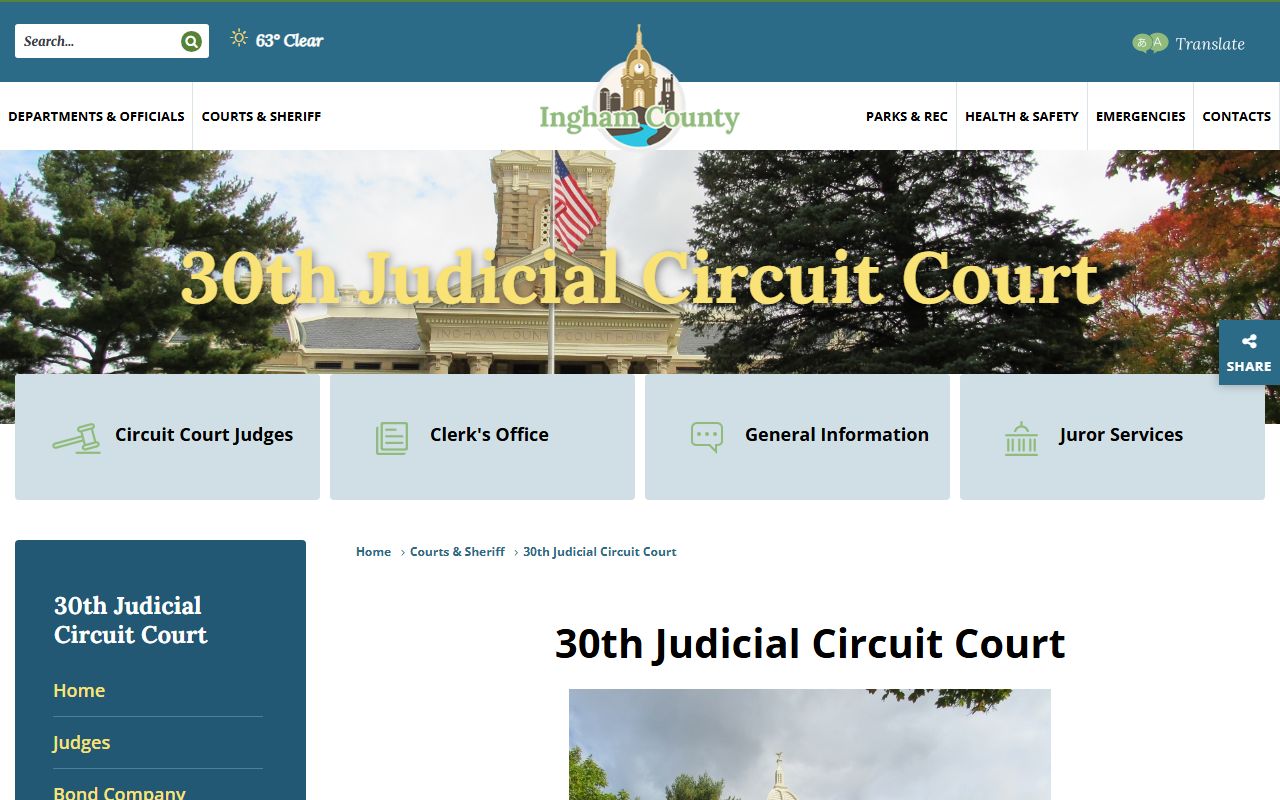 Ingham County 30th Circuit Court records page