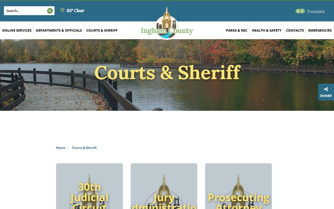 Ingham County courts and sheriff index for court records
