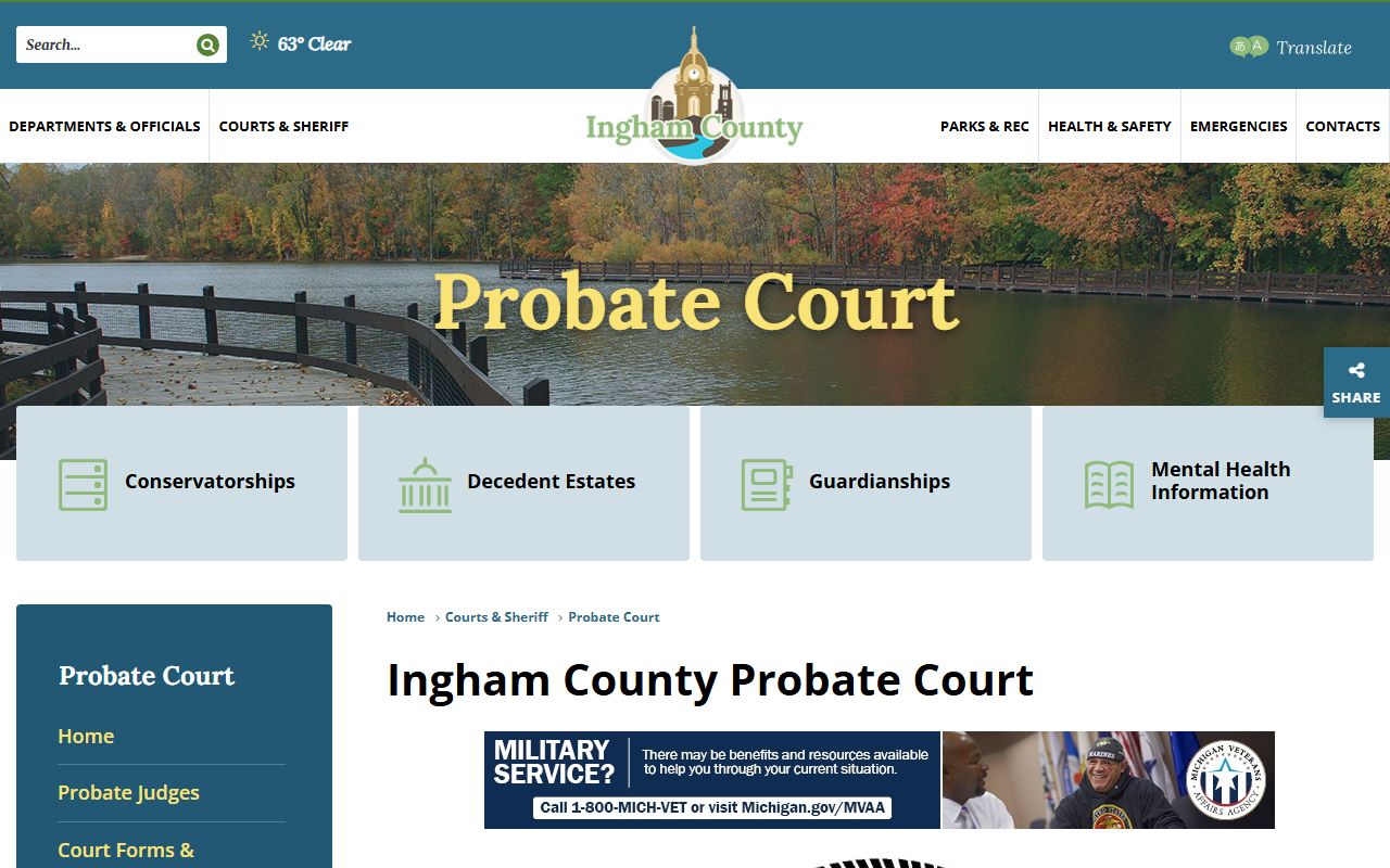 Ingham County Probate Court records page
