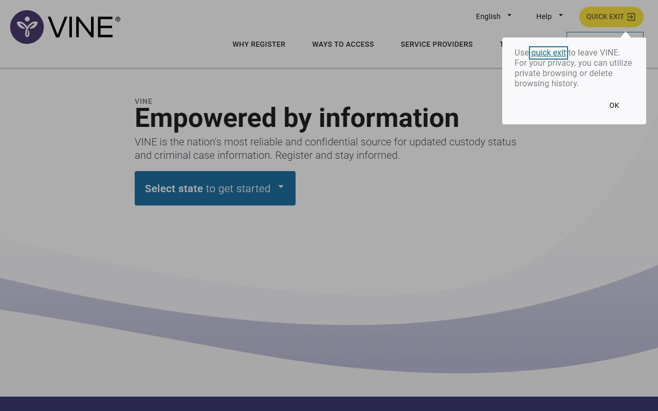 VINELink victim notification service search page for Michigan custody alerts
