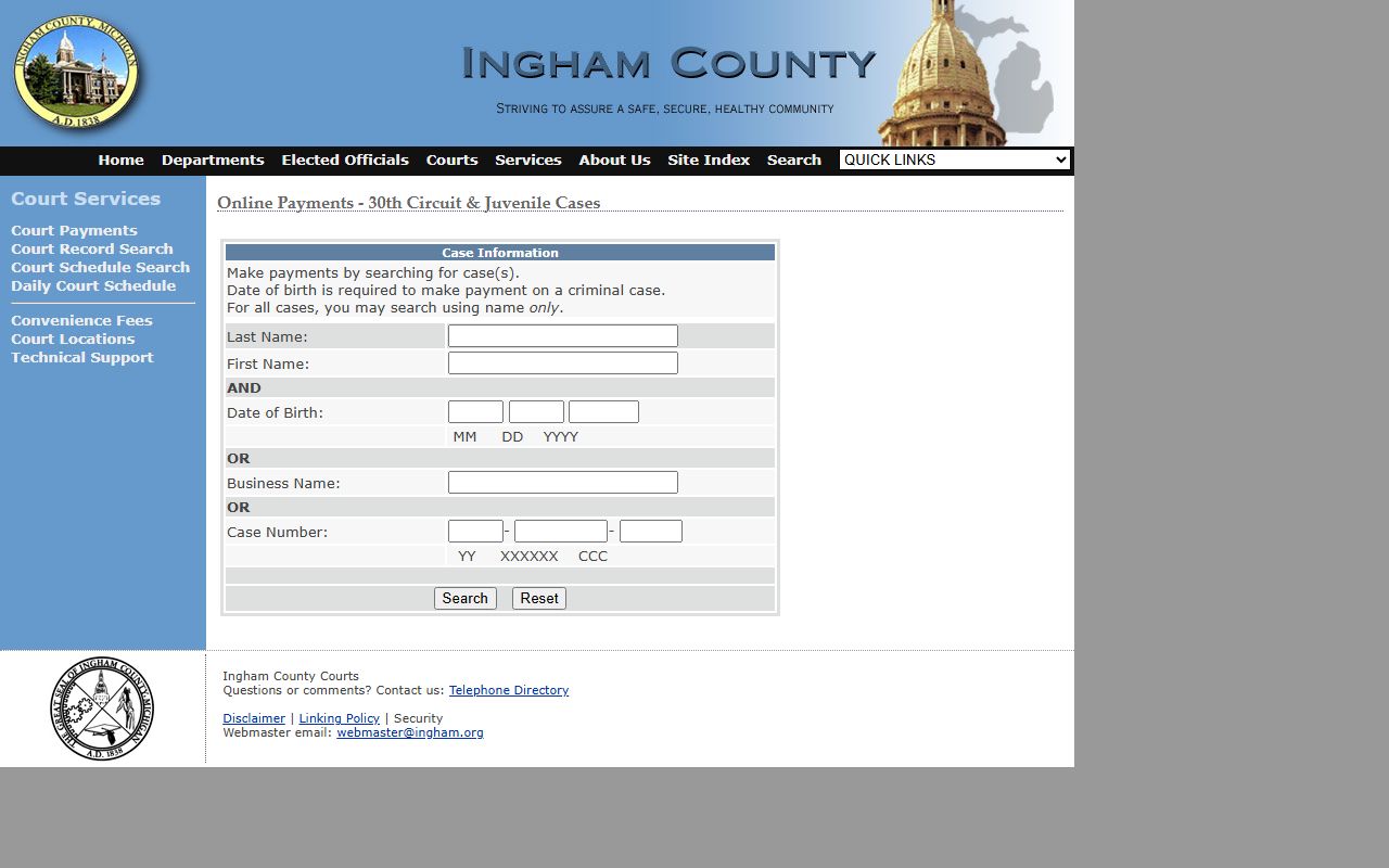 Ingham County court payments portal