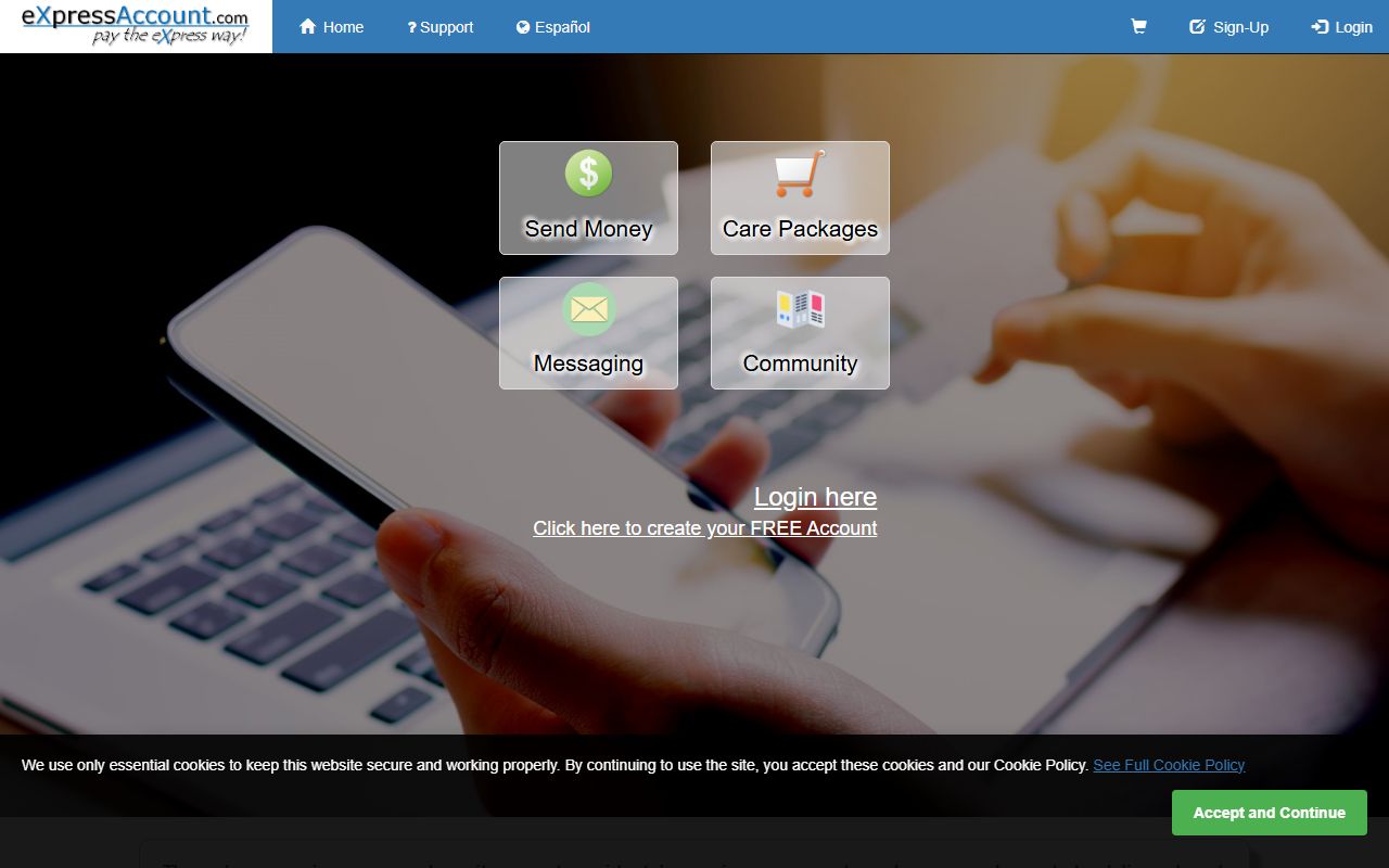 eXpressAccount deposit page used to send money to Ingham County inmates